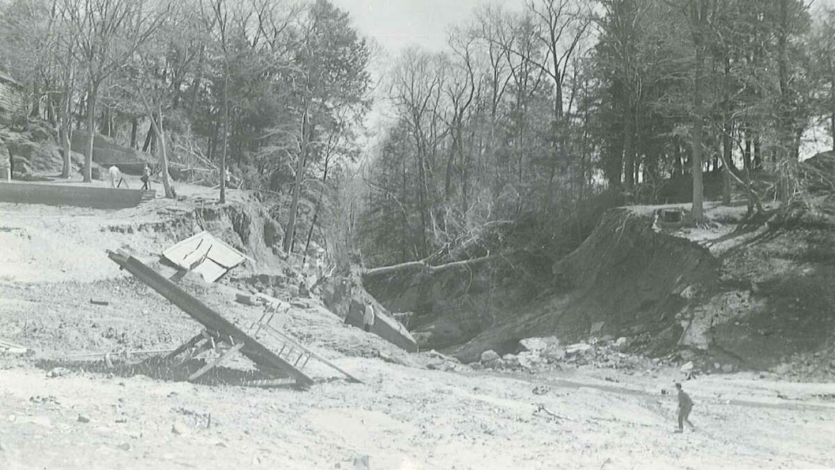 Photos of Crystal Lake and the Crystal Lake dam in Middletown, after it breached in 1961.
