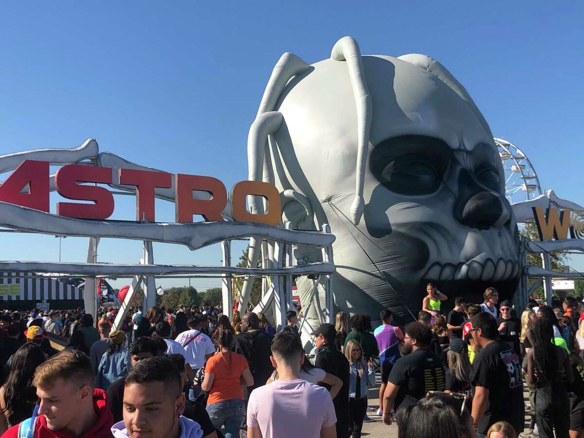 The Astroworld Festival entrance featured a giant Travis Scott head