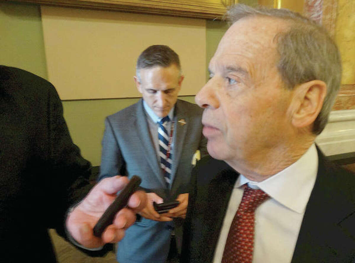Senate Majority Leader John Cullerton, D-Chicago, speaks to reporters at the Capitol in Springfield. During the second week of the veto session that begins Tuesday, Cullerton’s bill to ban flavored nicotine products in Illinois is likely to be discussed. Facing stiff opposition from the tobacco industry, though, Cullerton has indicated he might support narrowing the bill to focus solely on flavored vaping products.