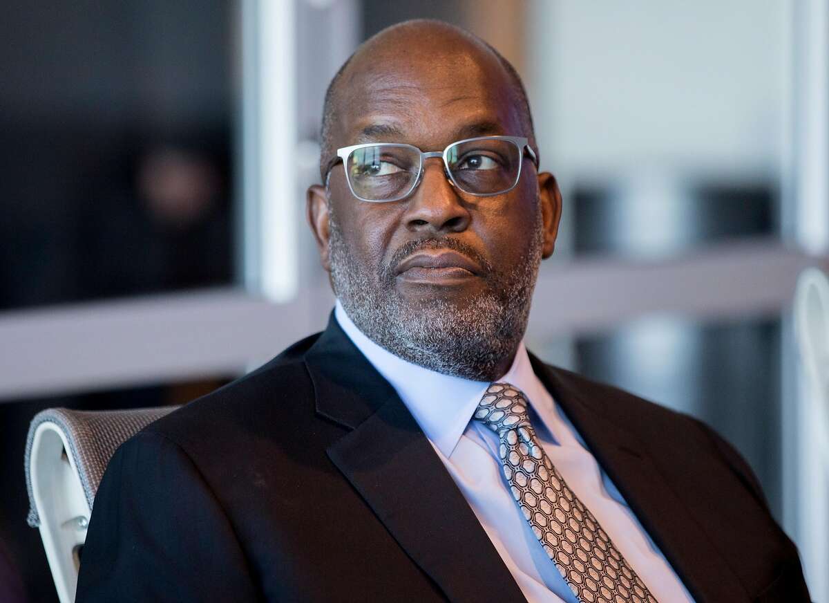 Kaiser Permanente CEO Bernard Tyson speaks to reporters before appearing at Commonwealth Club event to discuss homelessness at the Commonwealth Club in San Francisco, Calif. Wednesday, August 14, 2019.