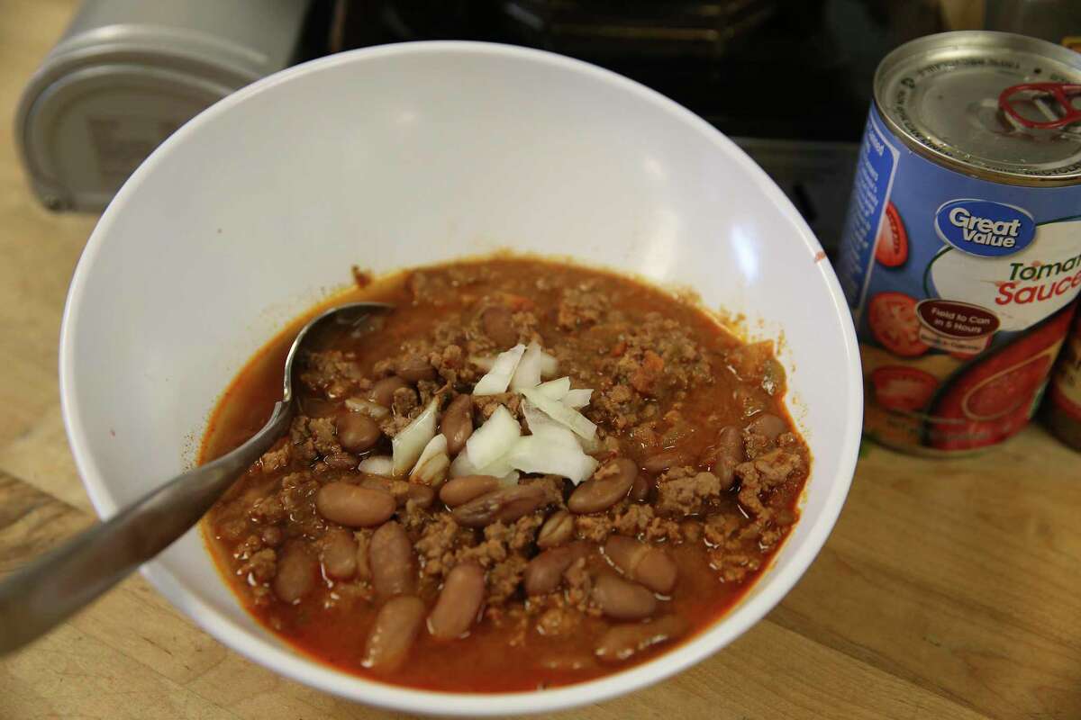 A bowl of venison chili is part of a meal demonstrated at the San Antonio Food Bank by culinary program chef educator Gregory Williams.