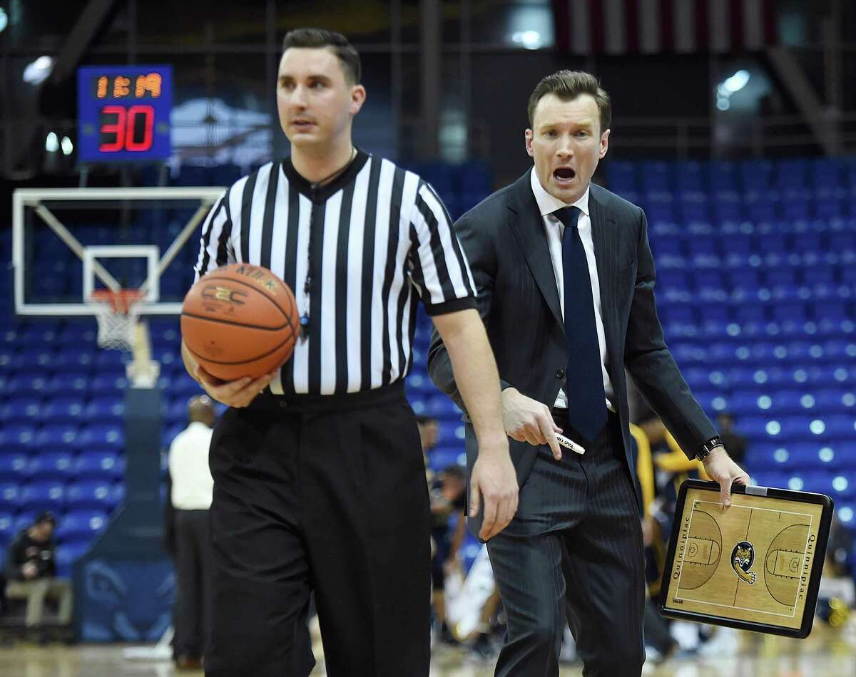 Quinnipiac coach Baker Dunleavy during a game against Canisius College on Friday, Jan. 5, 2018, at TD Bank Sports Center in Hamden.