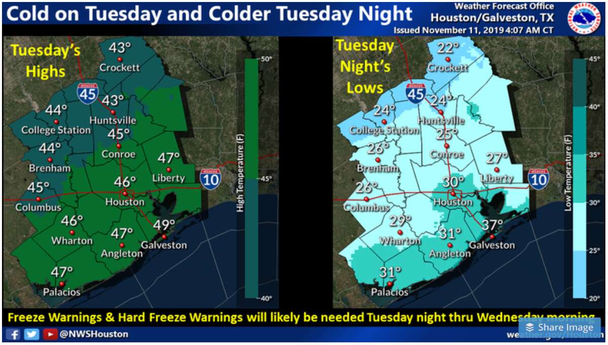 Cold weather swept through the Houston area overnight.