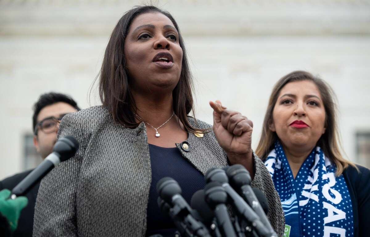 New York Attorney General Letitia James speaks following arguments about ending DACA (Deferred Action for Childhood Arrivals) outside the US Supreme Court in Washington, DC, November 12, 2019. - The US Supreme Court hears arguments on November 12, 2019 on the fate of the "Dreamers," an estimated 700,000 people brought to the country illegally as children but allowed to stay and work under a program created by former president Barack Obama.Known as Deferred Action for Childhood Arrivals or DACA, the program came under attack from President Donald Trump who wants it terminated, and expired last year after the Congress failed to come up with a replacement.