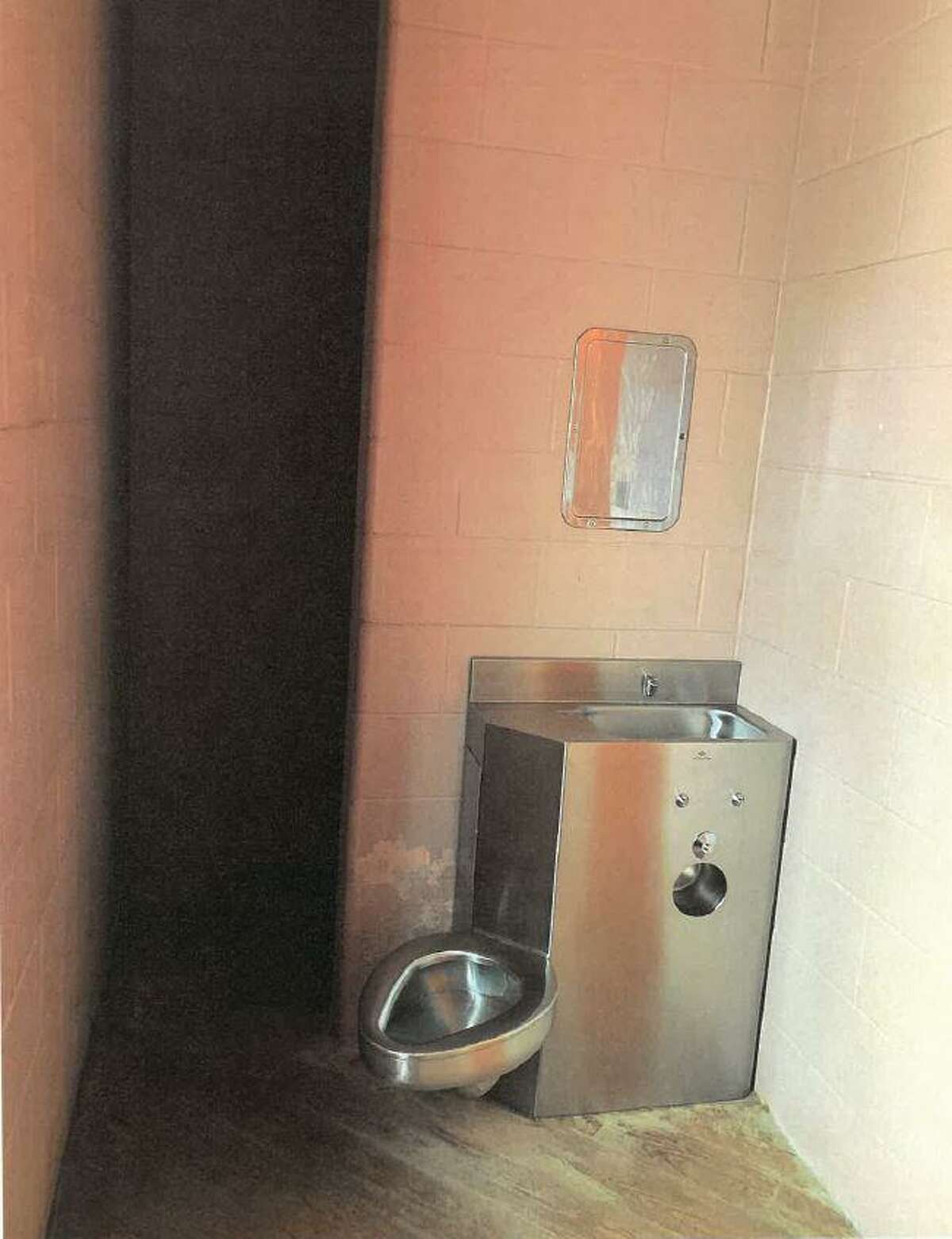 A photo taken by court-appointed monitors shows a bathroom in a unit that houses children with intense psychiatric needs at Hill Country Youth Ranch. They likened the conditions to prison. Founder Gary Priour said youth move into family-style cottages once they stabilize.