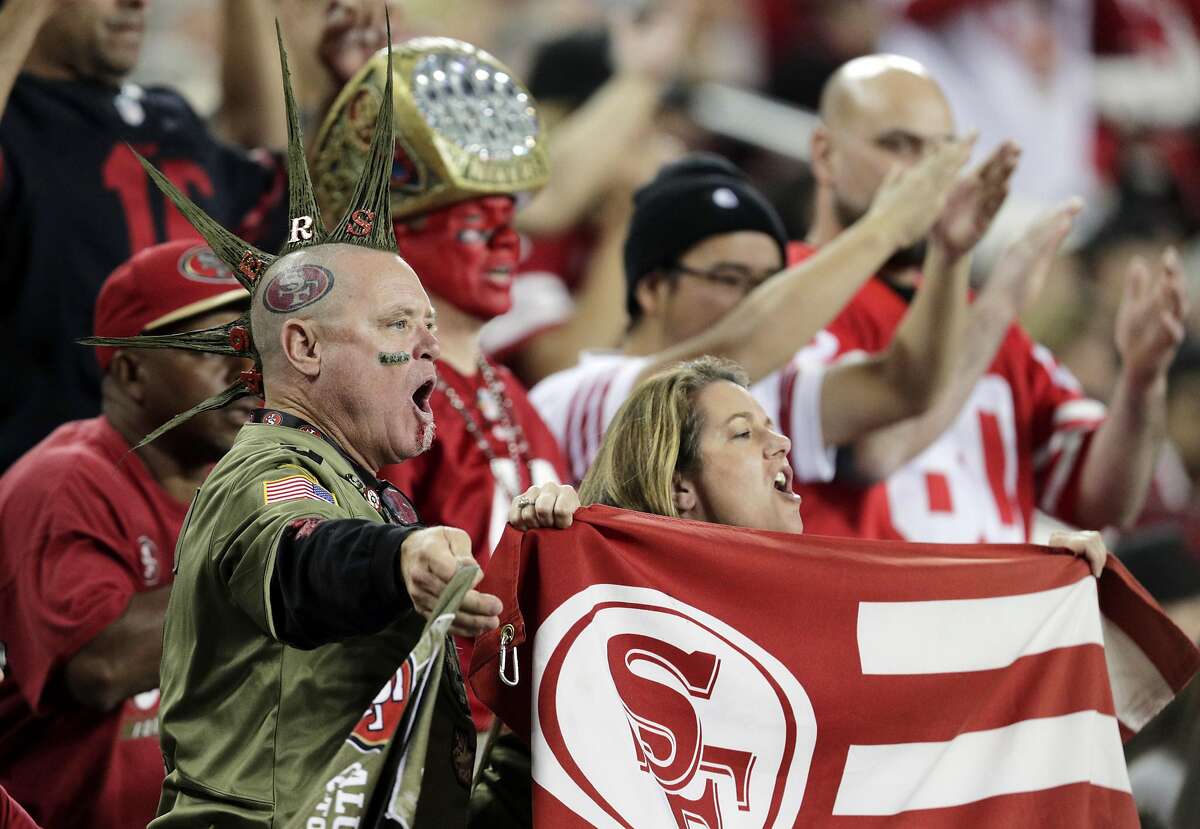 49ers fans urge the team on in the fourth qurter as the San Francisco 49ers played the Seattle Seahawks at Levi’s Stadium in Santa Clara, Calif., on Monday, November 11/11/19, 2019. The Seahawks came back to win 27-24 to give the 49ers their first loss of the season