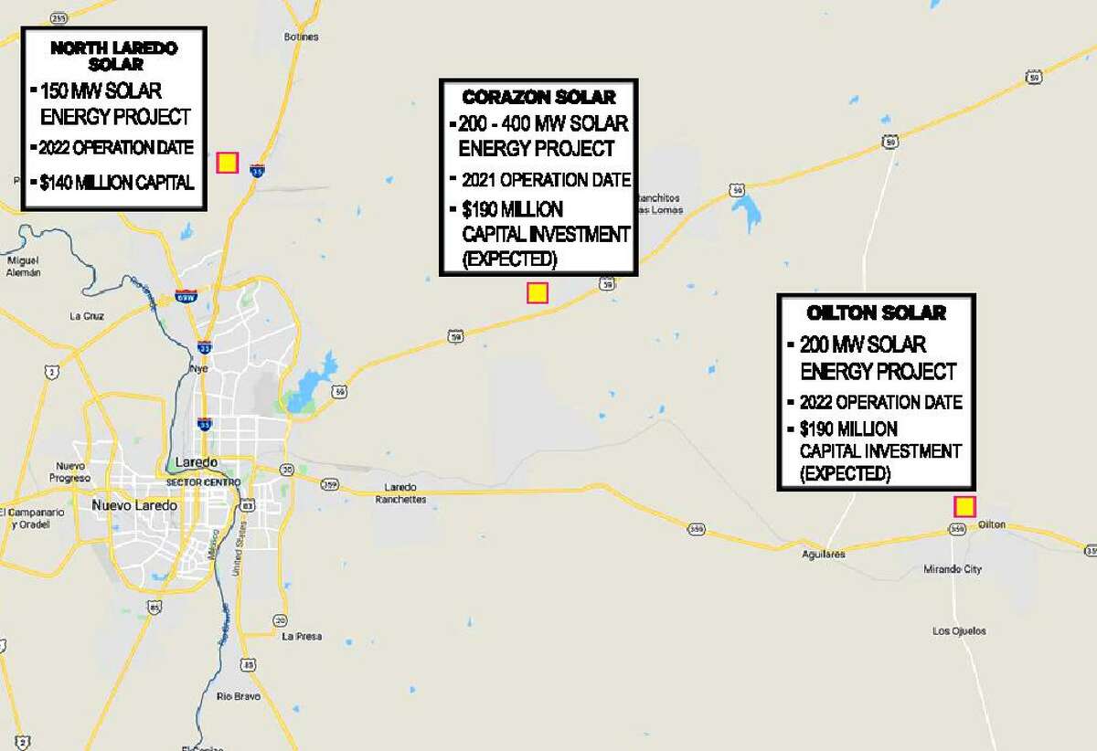 The image shows the location of the three solar energy projects proposed by Bordas Energy.