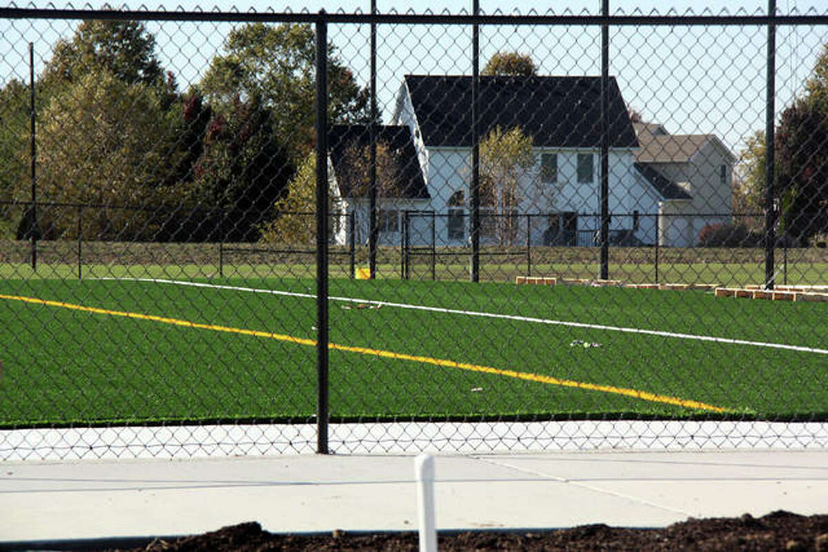 A view of the northernmost synthetic soccer field at the park. There are two additional synthetic soccer fields adjancent to this one.