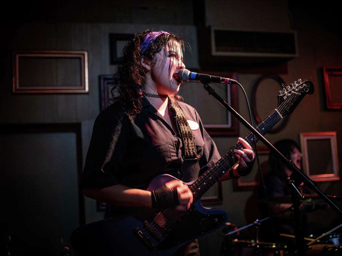 Fea guitarist Sofi Lopez performs onstage during an album release part for “No Novelties” at The Bang Bang Bar.