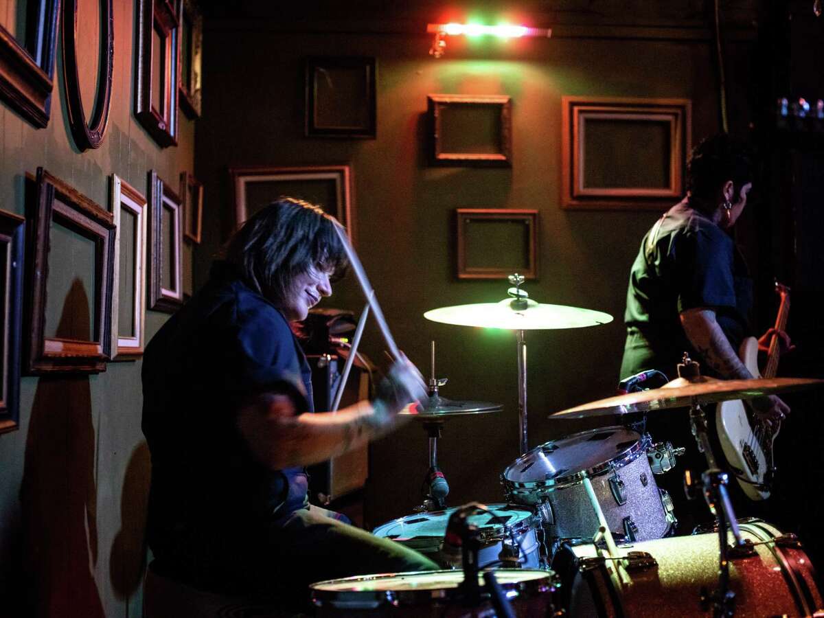 Fea drummer Phanie Diaz plays a record release party at The Bang Bang Bar. She is among the San Antonio musicians who have been hit twice by emergency orders meant to slow the spread of the coronavirus.
