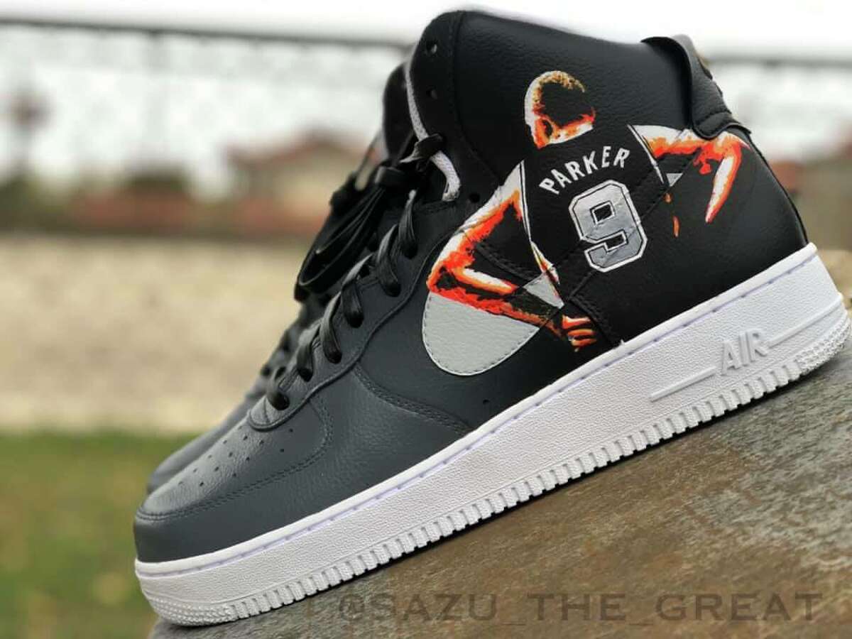 Saul "Sazu" Guevara is a 24-year-old self-taught artist who customizes shoes inspired by an array of interests including the Spurs. He has transformed Air Force Ones to pay homage to each member of The Big Three with a pair of Tony Parker shoes as his latest.
