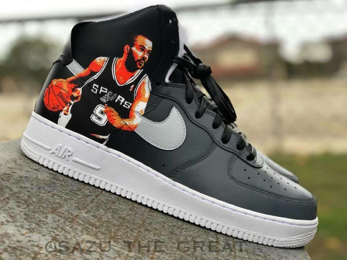 Saul "Sazu" Guevara is a 24-year-old self-taught artist who customizes shoes inspired by an array of interests including the Spurs. He has transformed Air Force Ones to pay homage to each member of The Big Three with a pair of Tony Parker shoes as his latest.