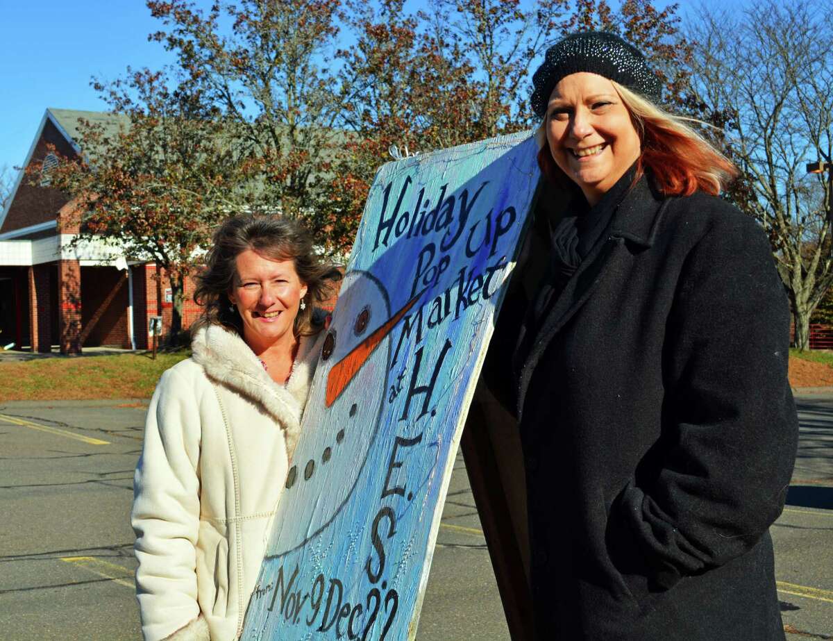 Haddam’s Holiday Pop-up Market returns for a second year at Haddam Elementary School, 272 Saybrook Road/Route 154, through Dec. 22. Local artists and friends Janet Verney, left, and Teri Everett, right, have expanded the offerings this year and moved into a much larger space in Higganum Center.