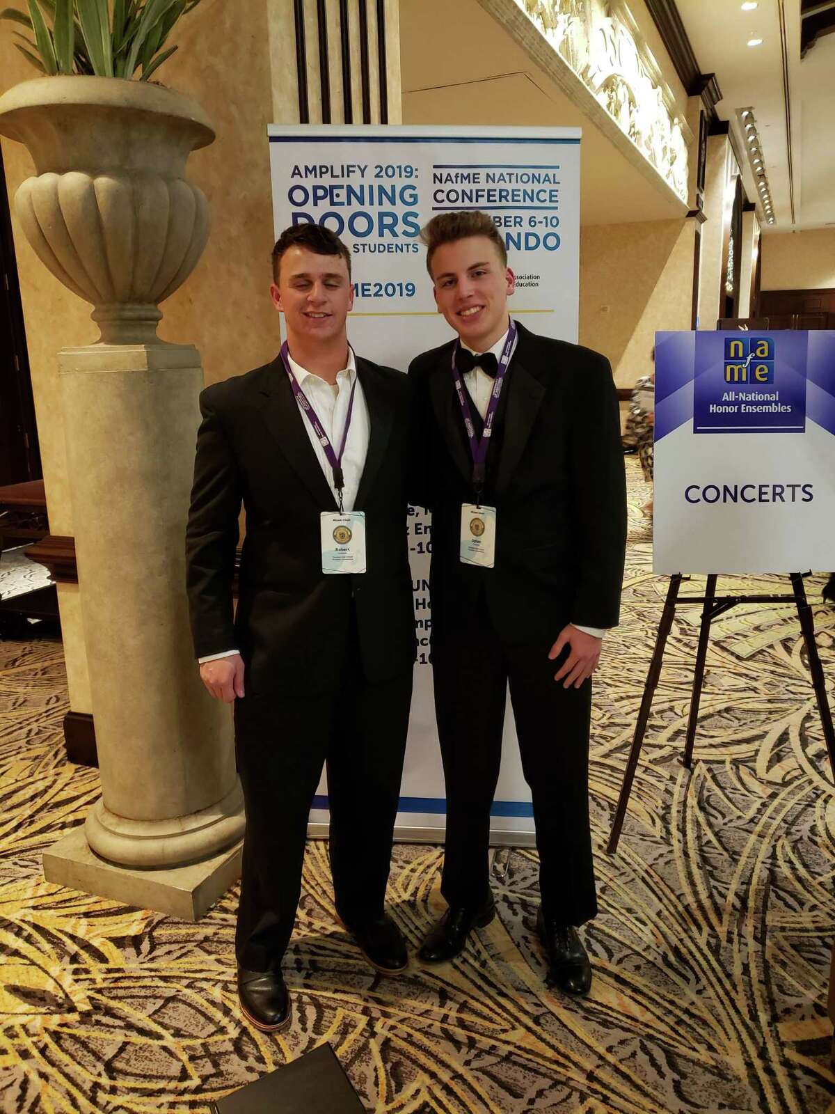 Trumbull High students Dylan Cranston and Robert Goldstein recently spent a week in Orlando, Florida with a group of young vocalists at the National Association for Music Education 2019 All-National Honor Ensembles.