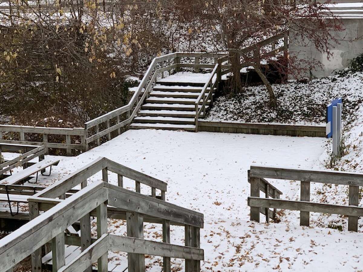Scenes of Mitchell Creek in Big Rapids with the snowfall covering the ground on November 14.