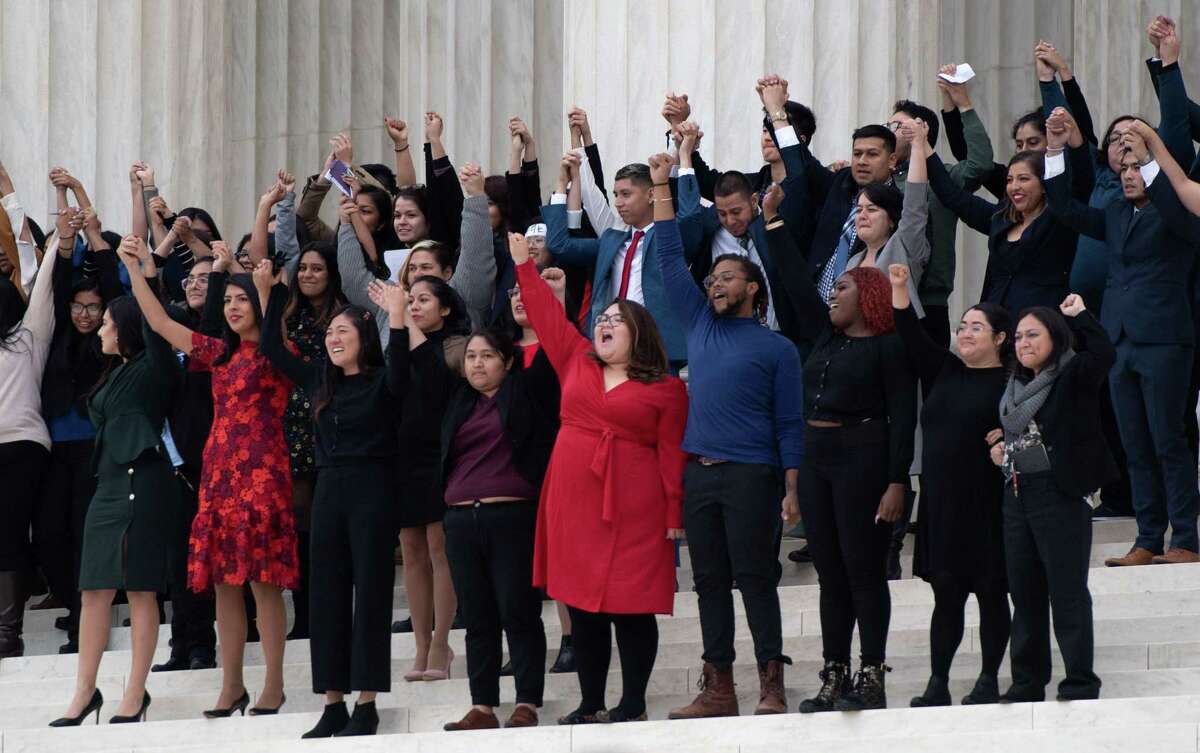 Dreamers stand outside the U.S. Supreme Court in 2019. The court’s ruling is a win for Dreamers, but the fight continues for a path to citizenship. If you really believe Dreamers belong here, you need to be willing to fight for a long-term solution for them and their family members.