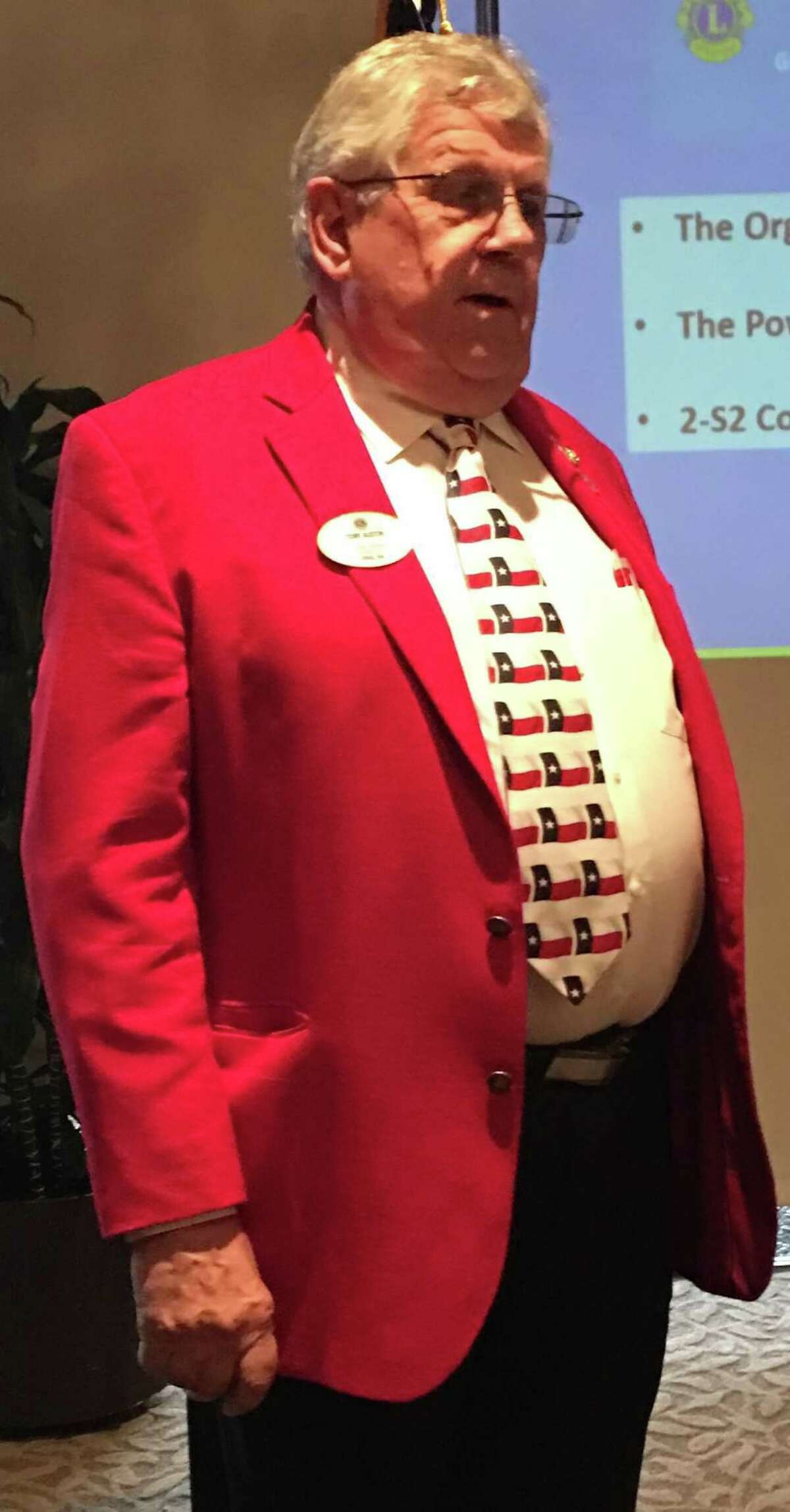 Lions District 2-S2 Governor, Tony Austin, was the guest speaker at a recent Lake Conroe Centennial Lions Club meeting that was help at Walden Yacht Club.
