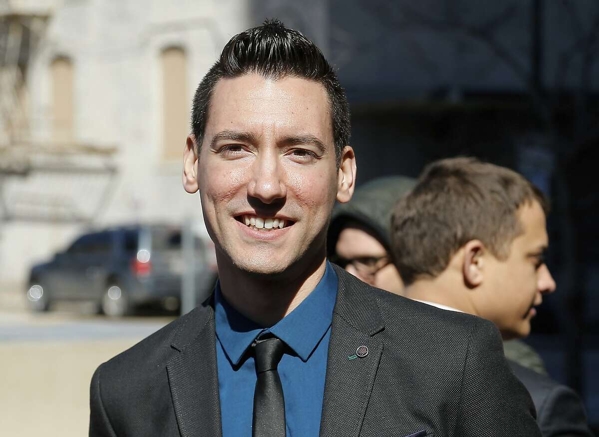 FILE - In this Feb. 4, 2016, file photo, David Daleiden, one of two indicted anti-abortion activists, speaks with supporters outside the Harris County Criminal Courthouse in Houston. A federal jury on Friday, Nov. 15, 2019, has found that Daleiden, an anti-abortion activist, illegally secretly recorded workers at Planned Parenthood clinics and is liable for violating federal and state laws. The jury ordered him and others to pay nearly $1 million in damages. (AP Photo/Bob Levey, File)