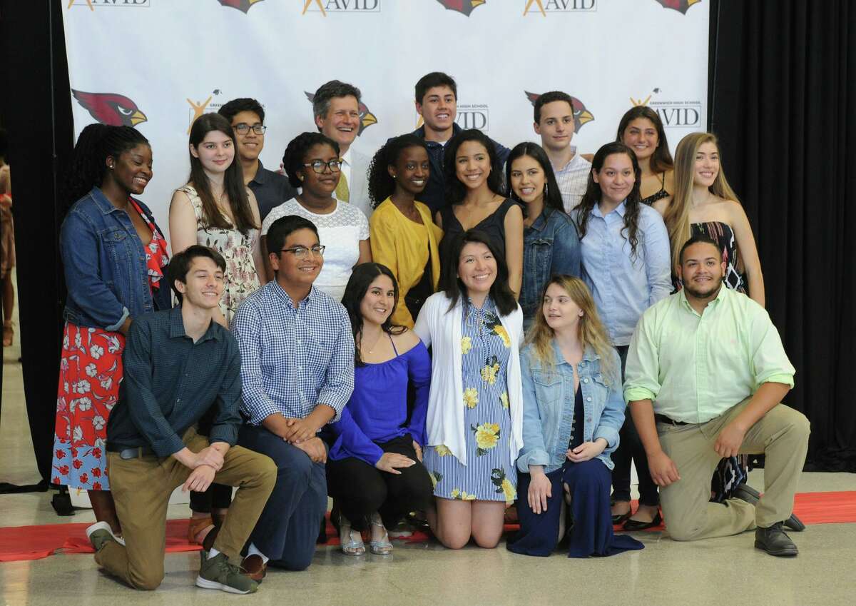 The Greenwich High School AVID Graduation Ceremony in the student center at Greenwich High School, Conn., Wednesday, June 13, 2018. The Advancement Via Individual Determination program (AVID), targets students in the academic middle and mentors them throughout their school years to prepare them for college. Forty-four Greenwich High School seniors graduated from the program.