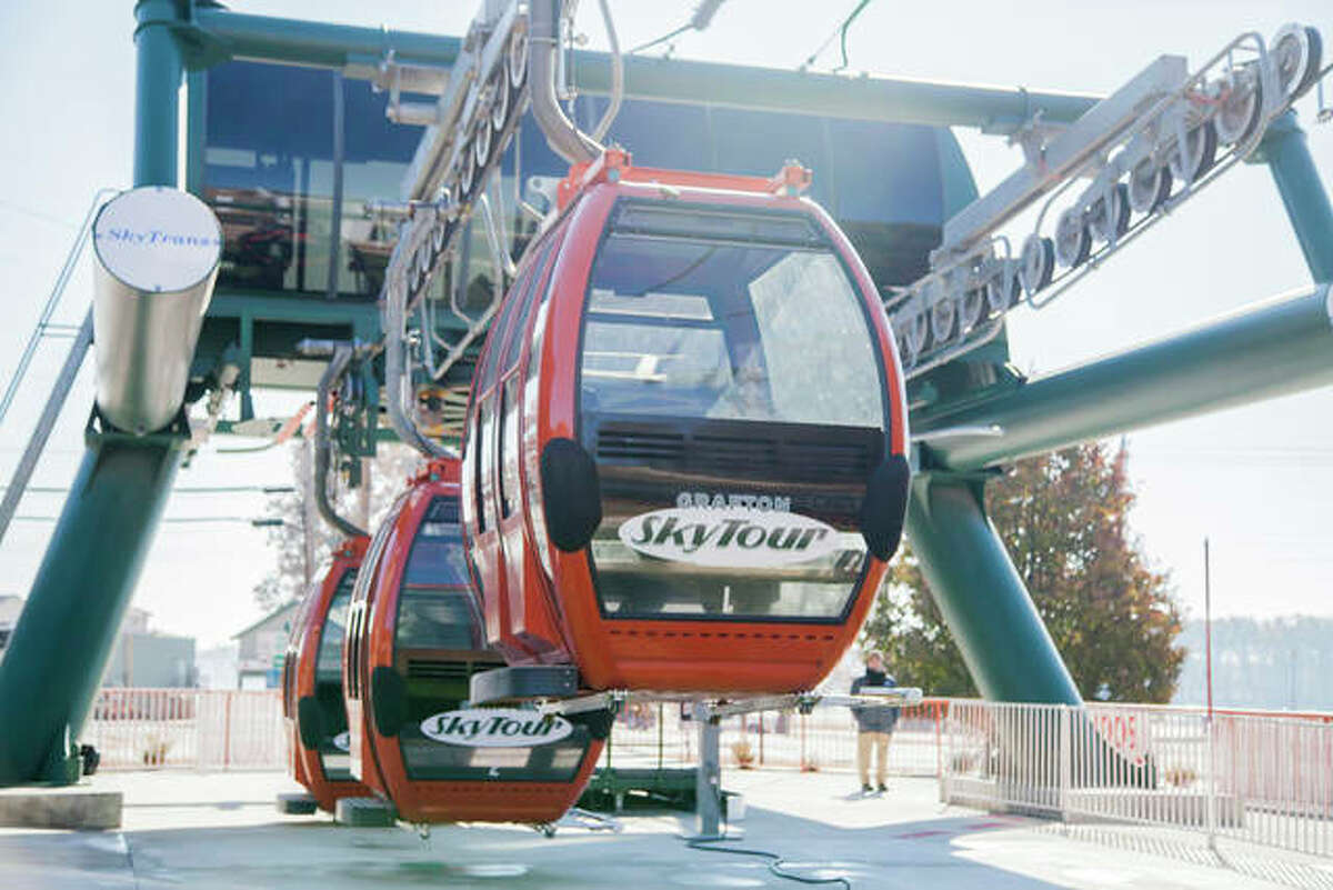 The Grafton SkyTour aerial lift is a combination of enclosed gondolas and open chair lifts. The new attraction celebrated its grand opening Friday.