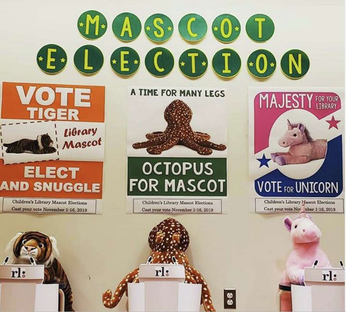 The Mascot Election at Ridgefield Library has three qualified candidates seeks voter approval.
