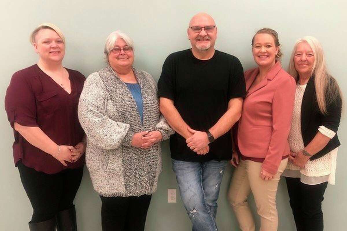 Evart Chamber of Commerce has new board and a new focus on helping local businesses. Pictured (left to right) are: Chris Emerick, Trustee; Carol Roberts, Treasure; Eric Schmidt, President; Ashlee Flachs, Vice President; and Sandra Keller, Secretary.