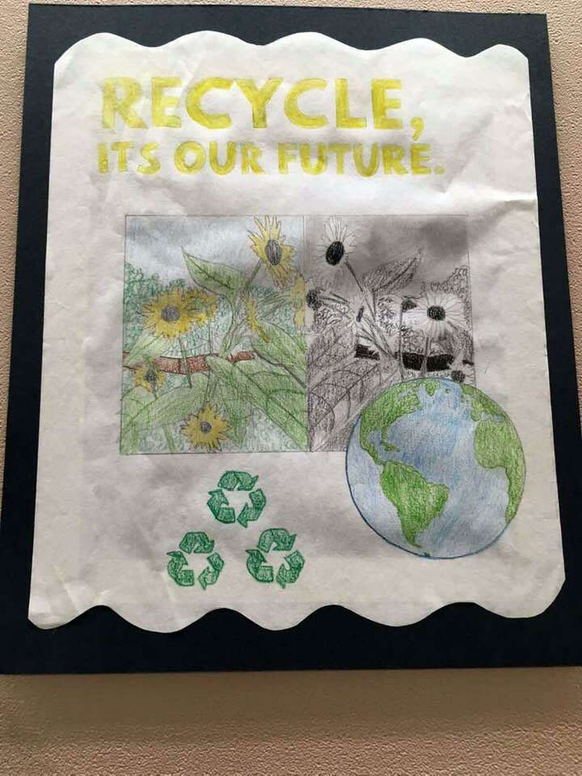 America Recycles winning poster by Olivia Mannino, grade 9, Wilton High School.