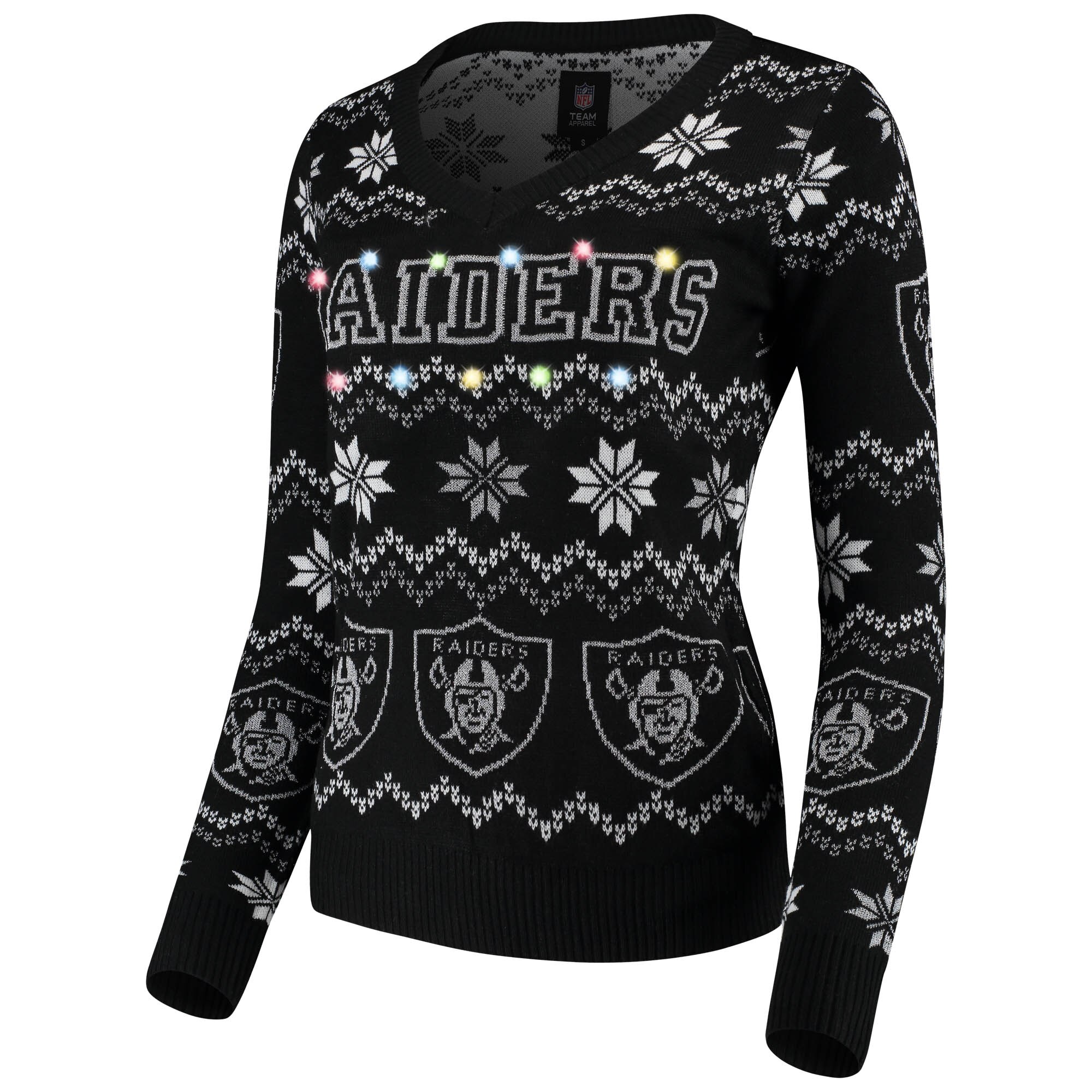 raiders sweater with christmas lights