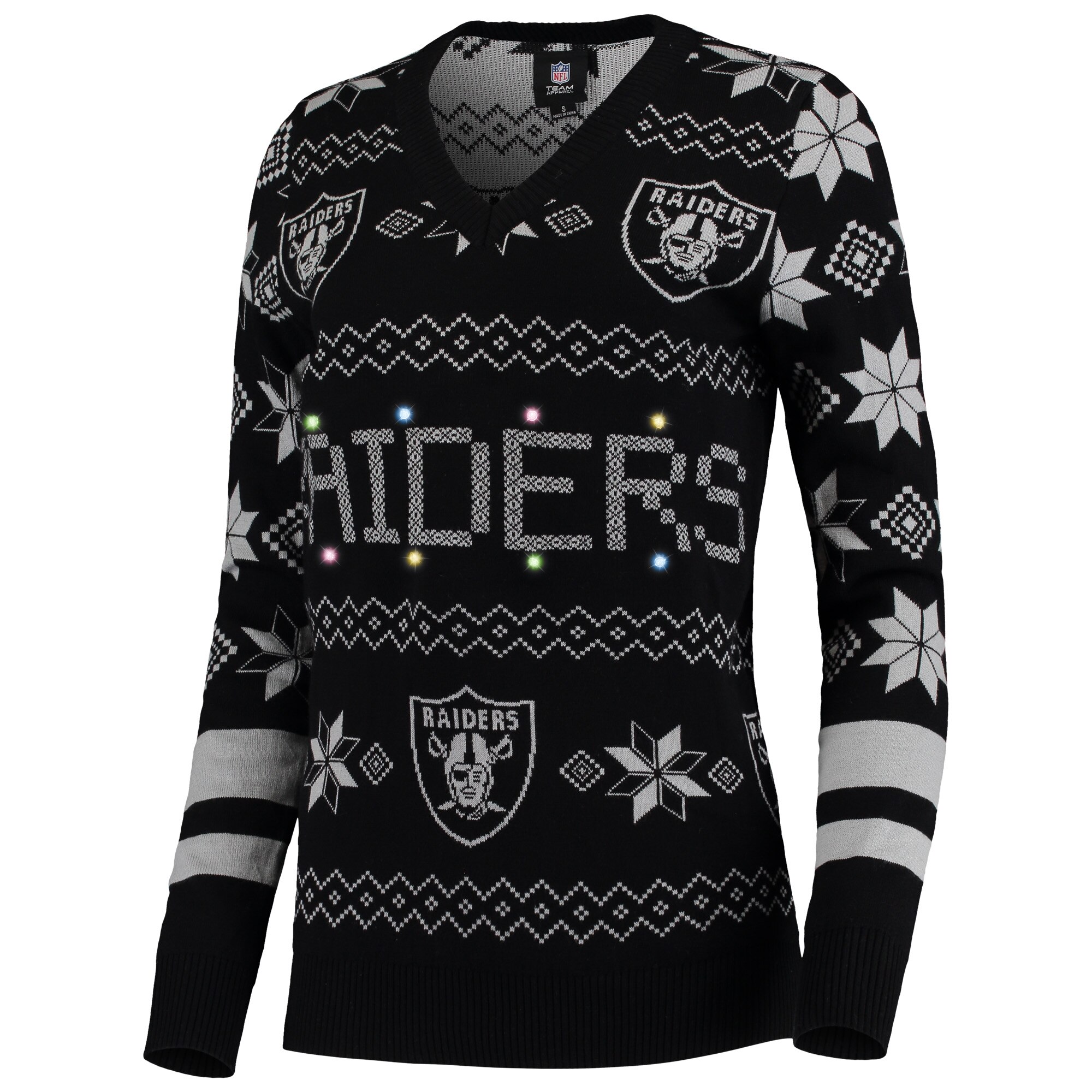 San Francisco 49ers Women's Light-Up V-Neck Ugly Sweater - Scarlet