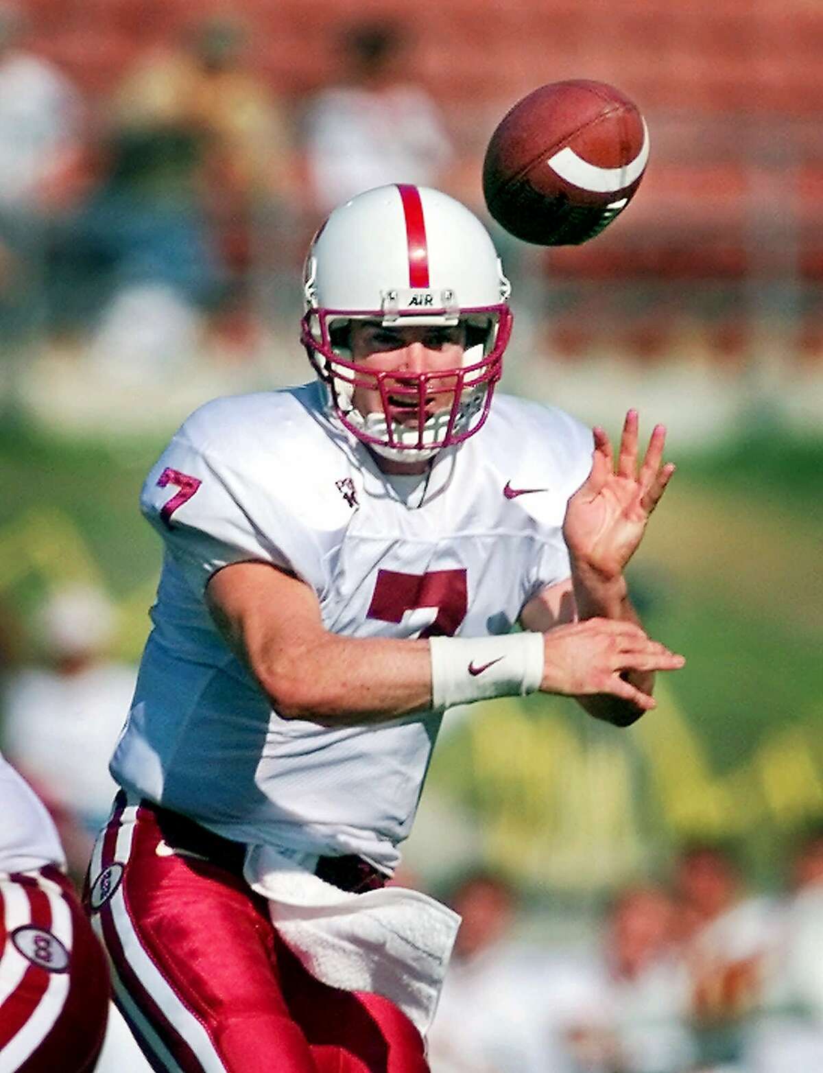 Stanford quarterback Todd Husak passes during the second half against Southern California, Saturday, Oct. 23, 1999, in Los Angeles. Stanford won 35-31. (AP Photo/Mark J. Terrill)