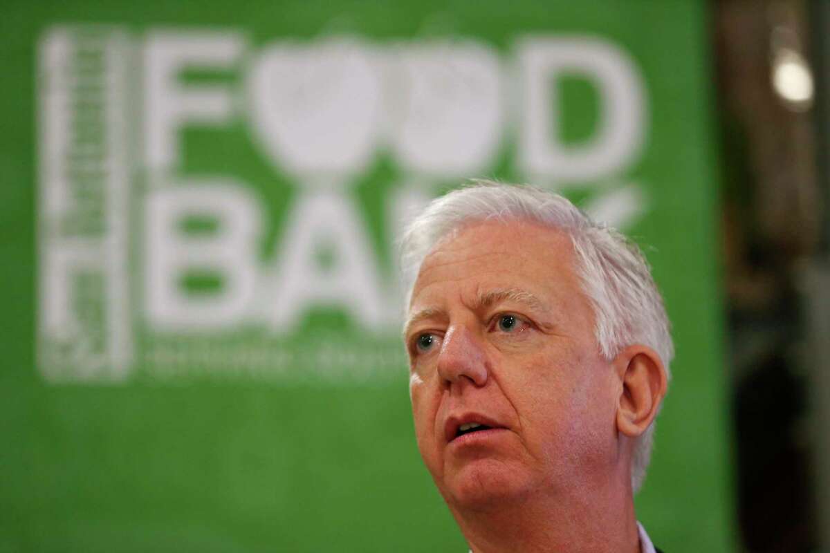 Philanthropist Gordon Hartman at a media conference at San Antonio Food Bank, Tuesday, Nov. 19, 2019. Hartman is heading up five working groups appointed by Mayor Ron Nirenberg and Bexar County Judge Nelson Wolff tasked with handling food shortages, economic losses and other fallout from COVID-19