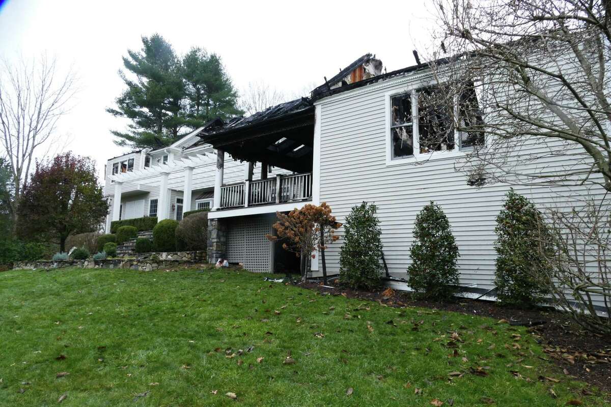 Fire destroyed a house at 322 Dan’s Highway in New Canaan on Saturday, Nov. 16, 2019.