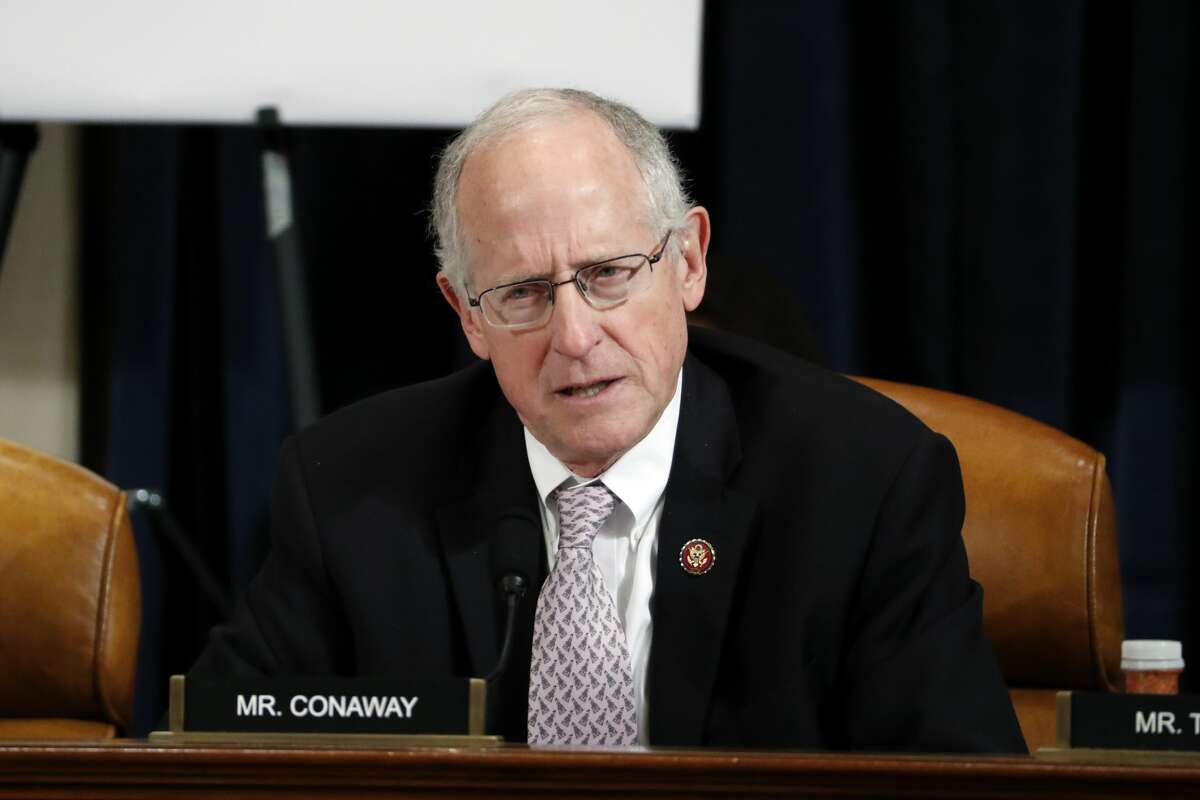 U.S. Rep. Mike Conaway (R-TX) questions Ambassador Kurt Volker, former special envoy to Ukraine, and Tim Morrison, a former official at the National Security Council, as they testify before the House Intelligence Committee on Capitol Hill November 19, 2019 in Washington, DC.