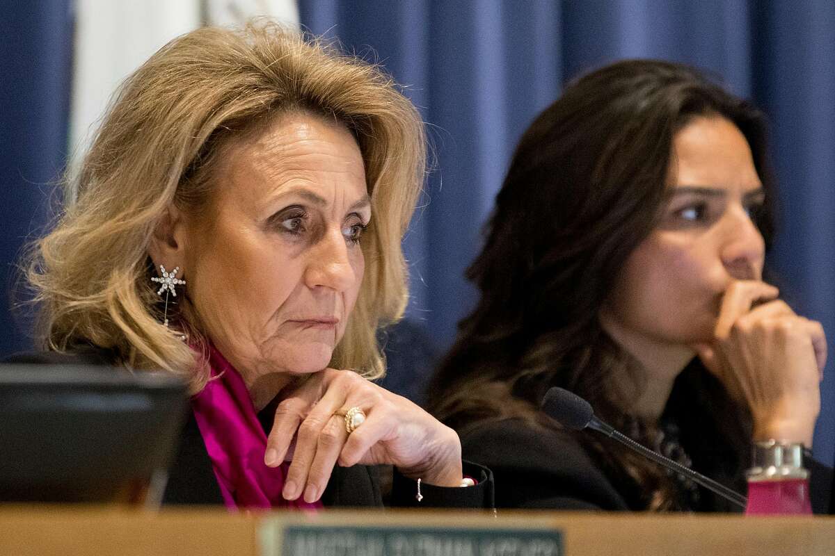 California Public Utilities Commission President Marybel Batjer listens during a hearing surrounding the loss of internet and wireless service providers during recent PG&E Public Safety Power Shutoffs held in San Francisco, Calif. Wednesday, Nov. 20, 2019.