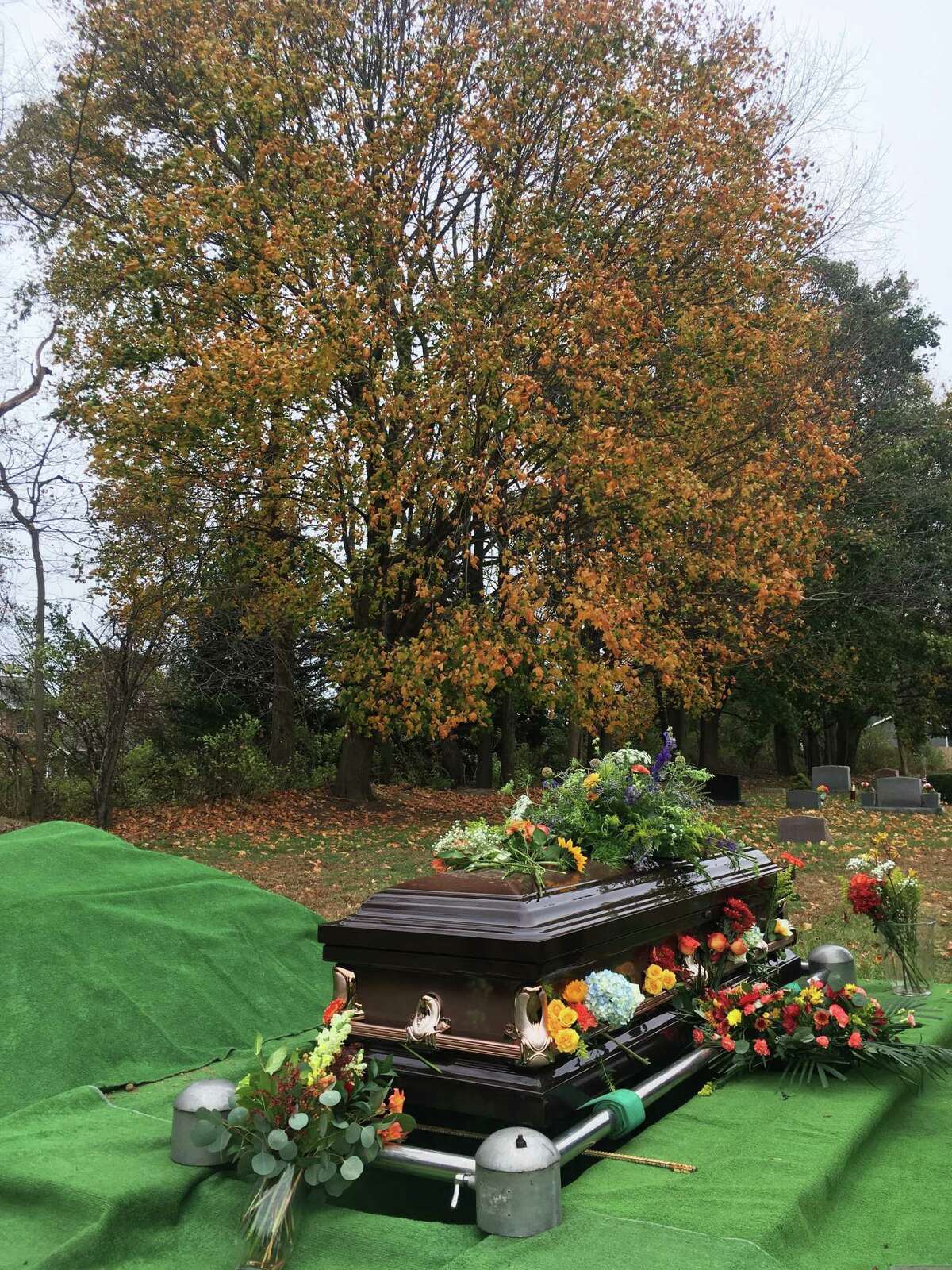 Chris Bramah's grave in Kinderhook Cemetery on Nov. 4, 2019. (Steve Barnes/Times Union.)