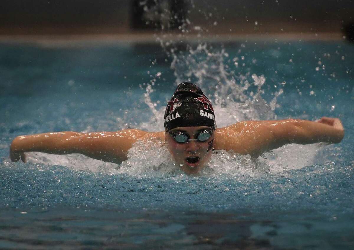 North Haven's Angela Gambardellla sets the Class M state record in the 200 Individual Medley with a time of 2:04.62 at the CIAC Class M girls swimming championships at Southern Connecticut State University in New Haven, Conn. on Wednesday, November 20, 2019.