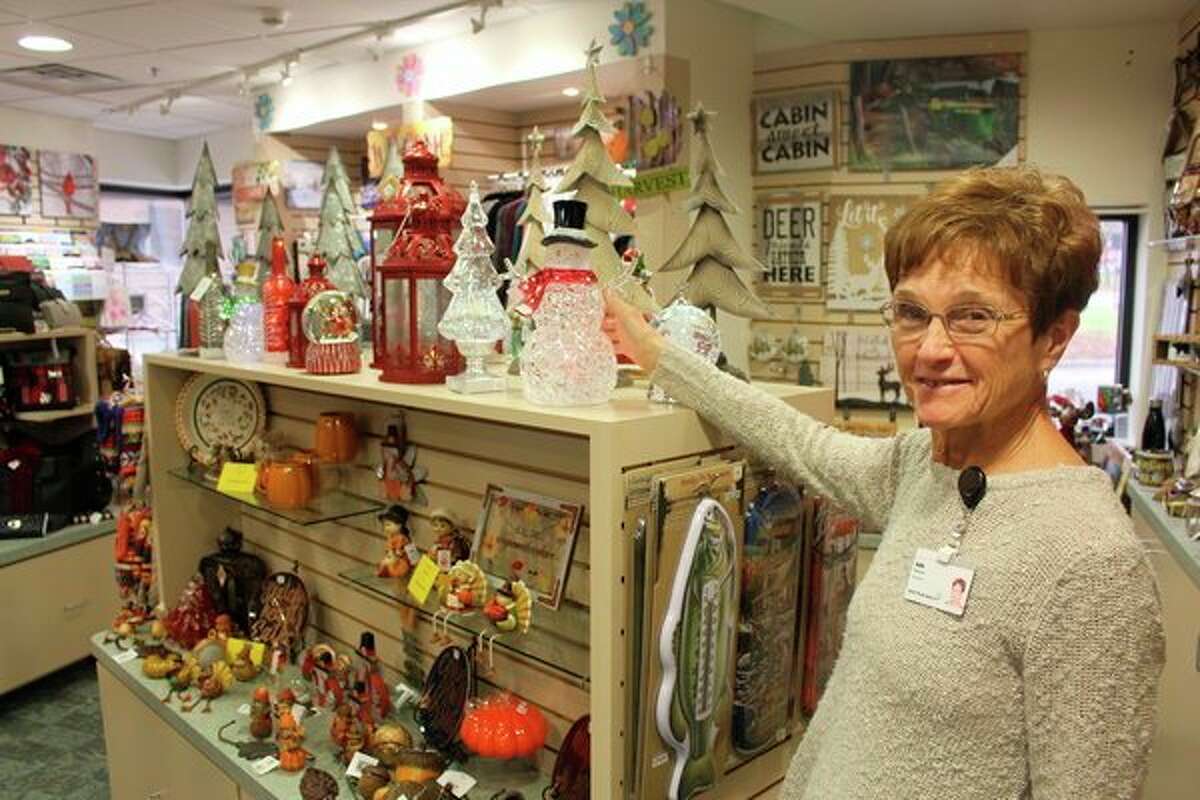 Spectrum Health Big Rapids and Reed City Hospitals Auxiliary member Sally Nelson is shown at the gift shop in the Big Rapids Hospital. Many unique holiday items are available, giving community members, employees and visitors a chance to buy items while supporting hospital projects. (Courtesy photo)