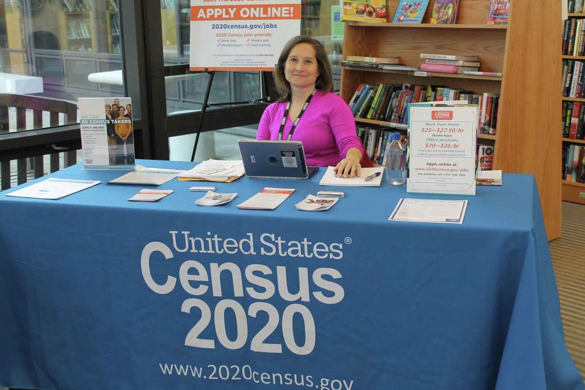Jennifer Forman mans a Census 2020 desk at Wilton Library on Nov. 14. She will be back on Nov. 29.