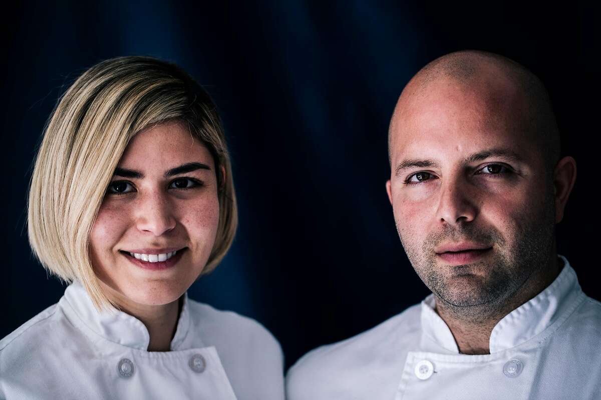 Laura and Sayat Ozyilmaz, owners and executive chefs of Noosh, pose for a photo together at their restaurant in San Francisco, Calif. on Tuesday, September 17, 2019.
