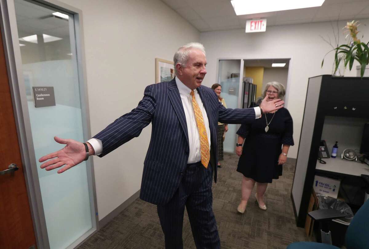 Mark Wallace, CEO of Texas Children's Hospital surprises employees Friday, Nov. 22, 2019, in Houston.