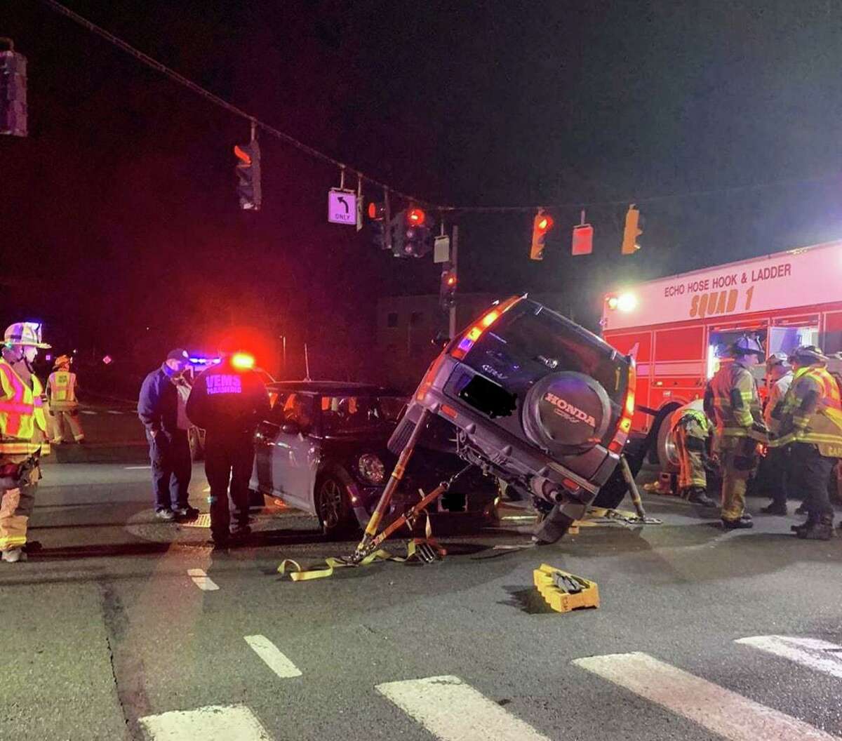 Just after 10 p.m. on Thursday, Nov. 21, Shelton fire companies 3 and 1 responded to a motor vehicle accident at the intersection of Bridgeport Avenue and Commerce Drive.