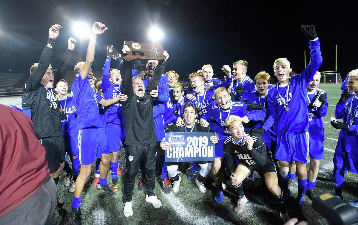 Hall defeats Greenwich 3-1 in a CIAC Class LL Boys Soccer State Championship at Veterans Memorial Stadium on Nov. 23, 2019 in New Britian, Connecticut.
