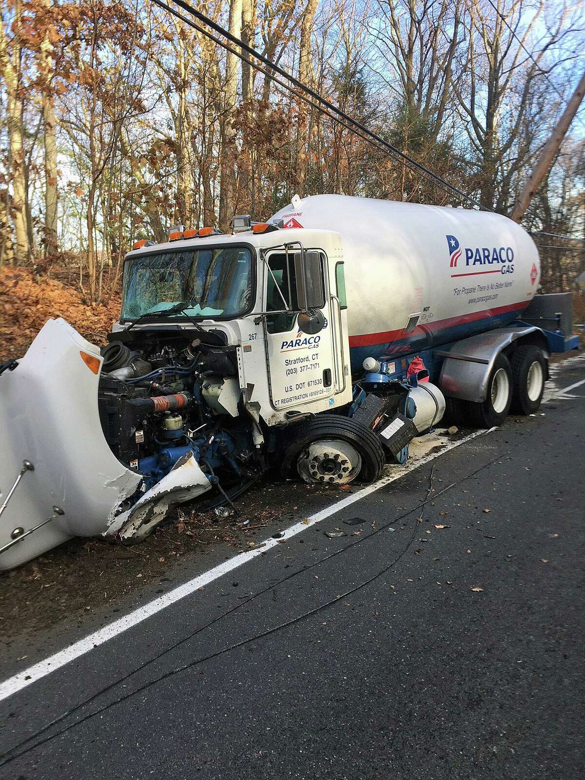 One of the vehicles involved in the crash on Route 110 in Shelton, Conn., on Saturday, Nov. 23, 2019.