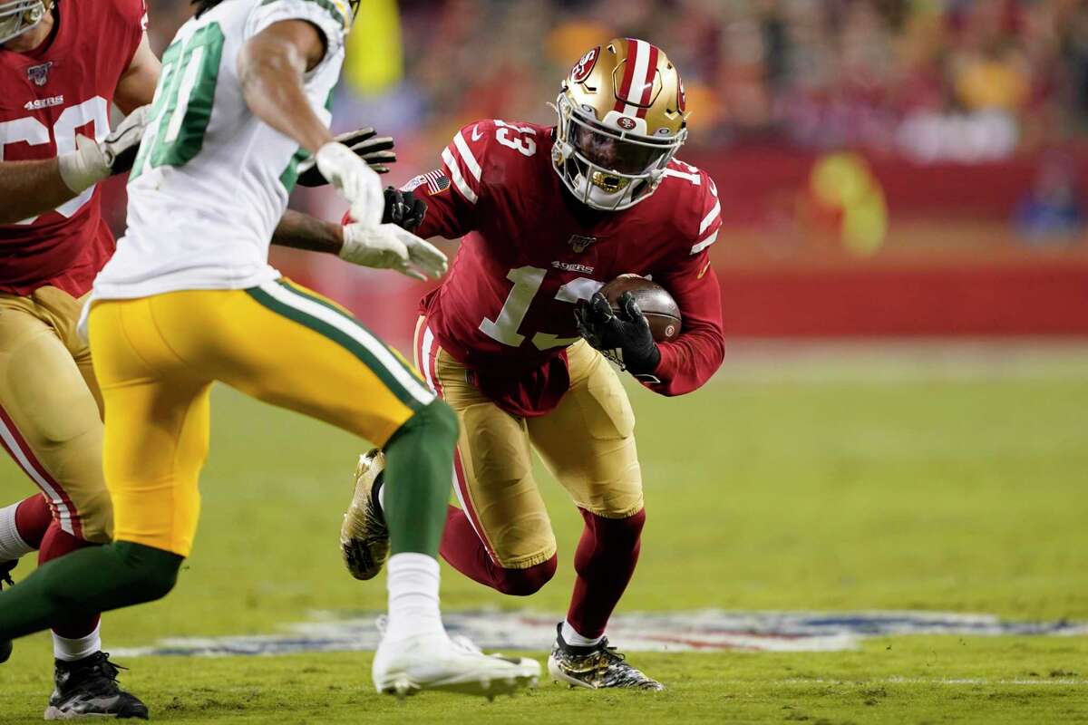 The San Francisco 49ers' Richie James Jr. runs against the Green Bay Packers during the 49ers’ 37-8 win against the Packers at Levi’s Stadium in Santa Clara, Calif., on Sunday, Nov. 24, 2019.