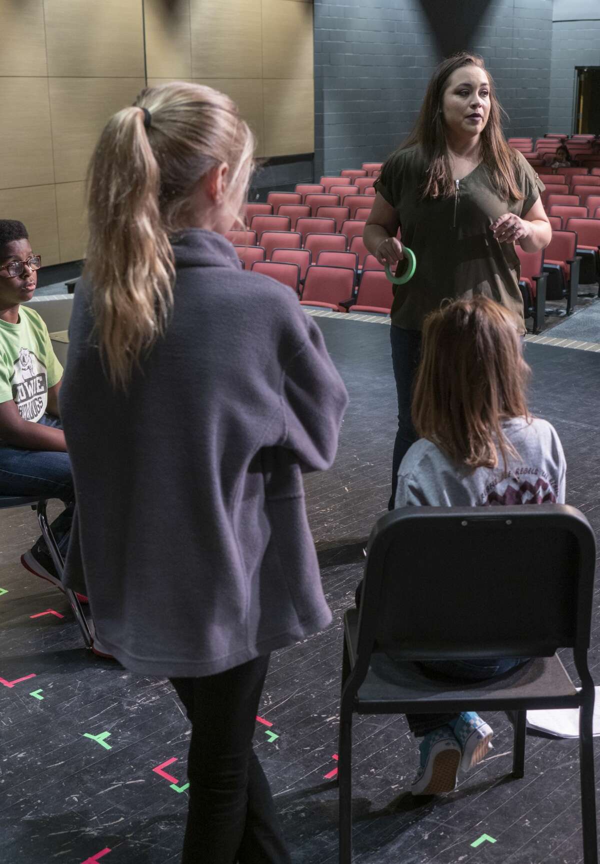 Davina Fangman works with her theater students 10/25/19 at Bowie Fine Arts Academy. Tim Fischer/Reporter-Telegram