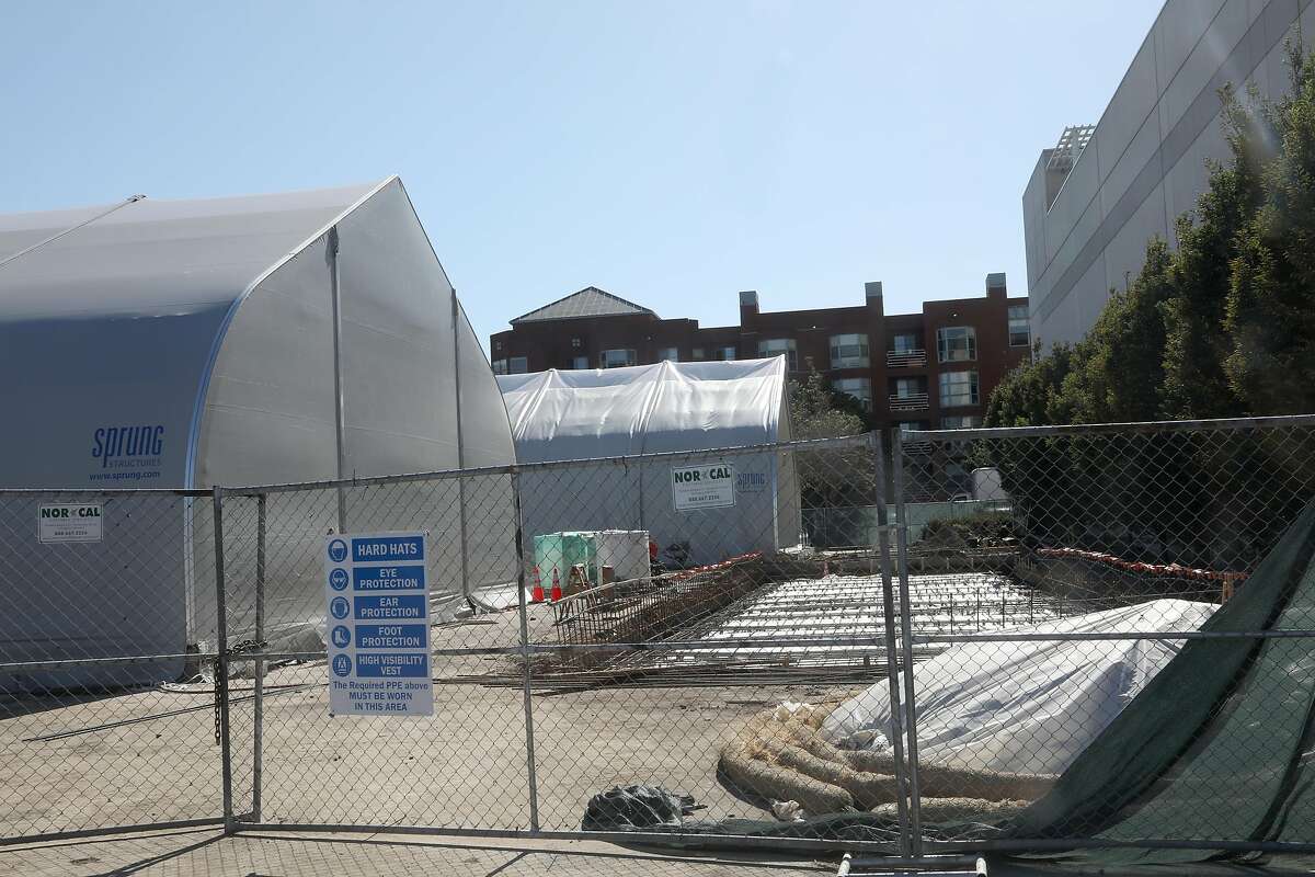 Safe Embarcadero For All argues that the city must get permission from the State Lands Commission to build the 200-bed Navigation Center where construction has started on Monday, 9 23, 2019, in San Francisco, Calif.. Building a shelter -- or housing of any kind, the group argues -- is not an approved use of public lands, and requires state approvals that the city never sought.