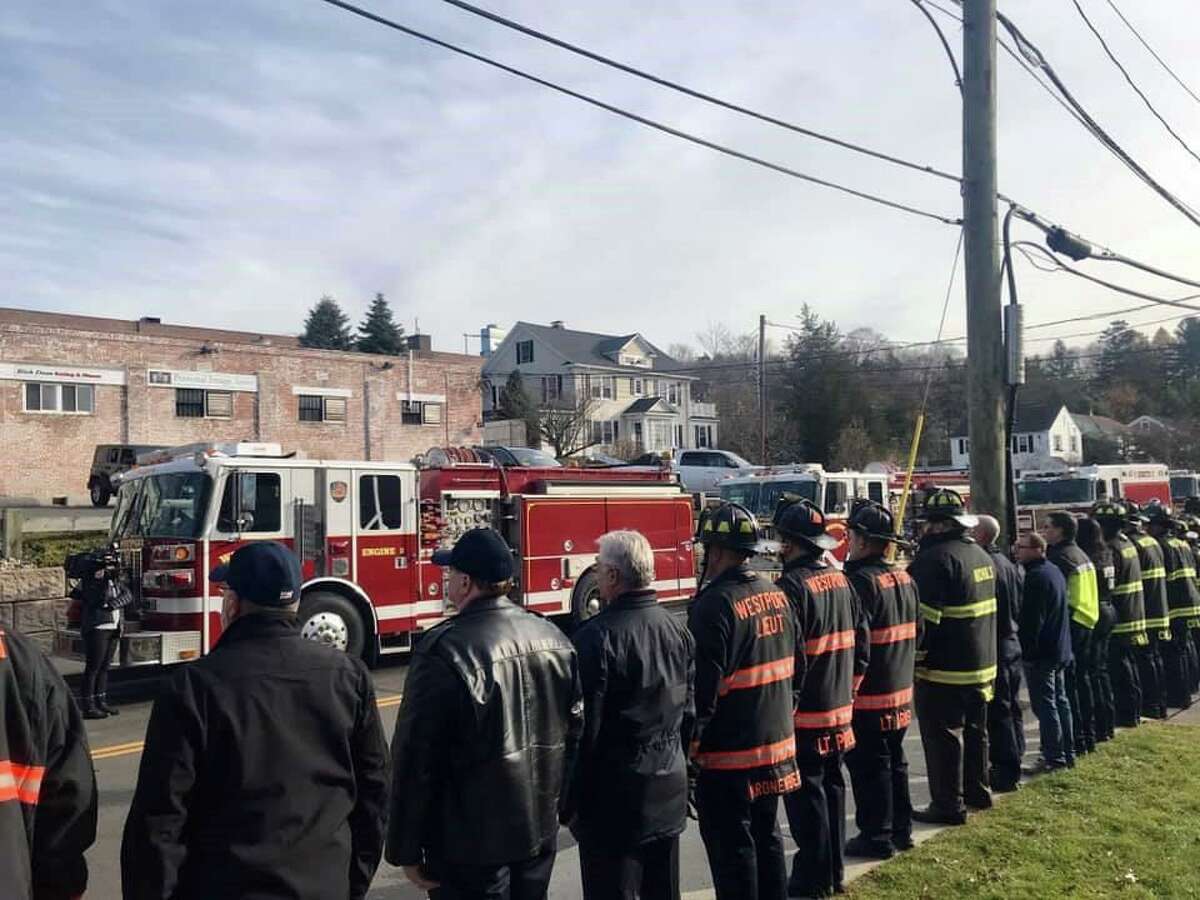 Westport's Fire Departmet alongside other Fire Departments lined Interstate 95 on Nov. 23 in tribute to Westport Firefighter Turk Aksoy.