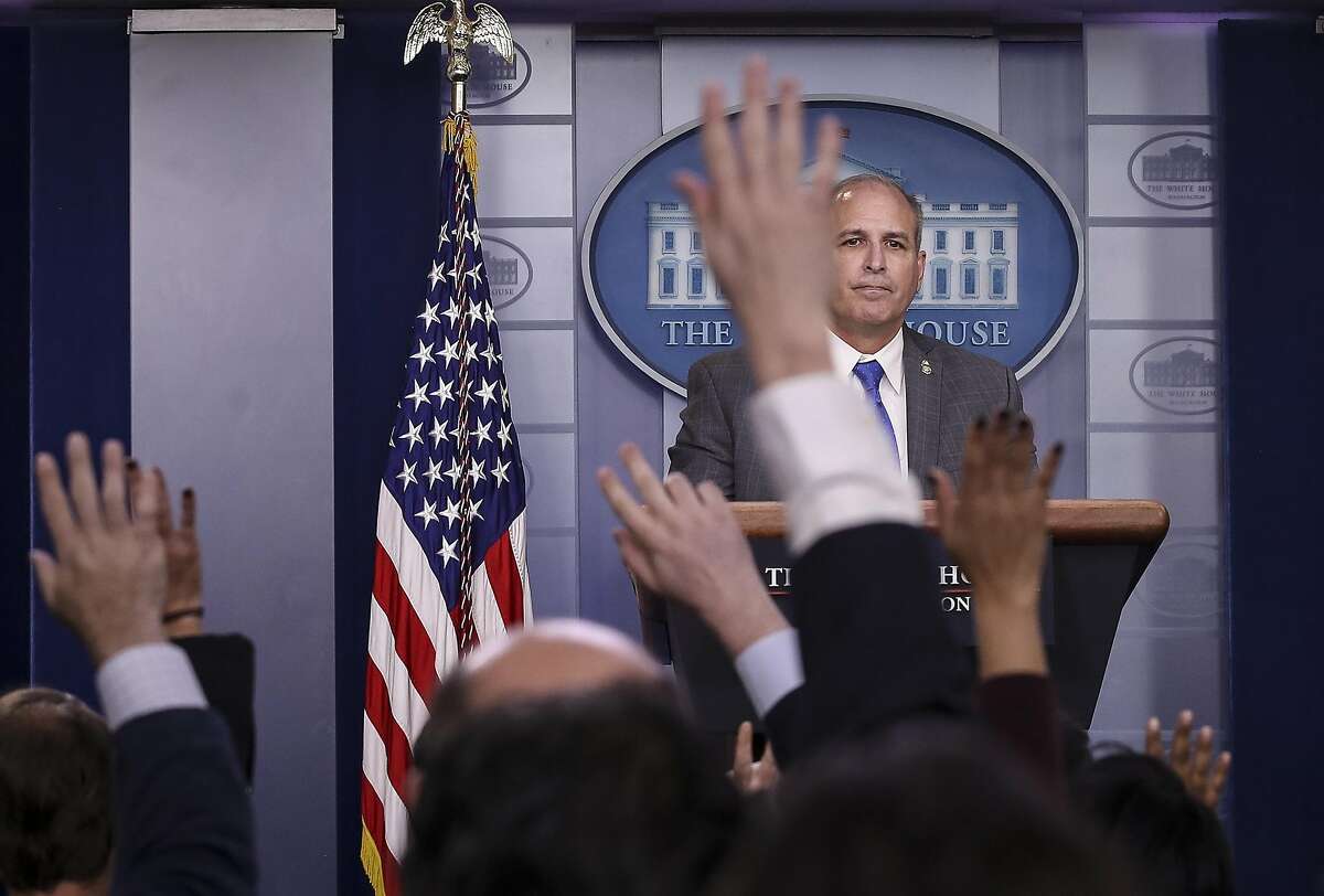 WASHINGTON, DC - NOVEMBER 14: Acting U.S. Customs And Border Protection Commissioner Mark Morgan takes questions during a press briefing at the White House on November 14, 2019 in Washington, DC. Morgan stated that apprehensions of undocumented migrants a