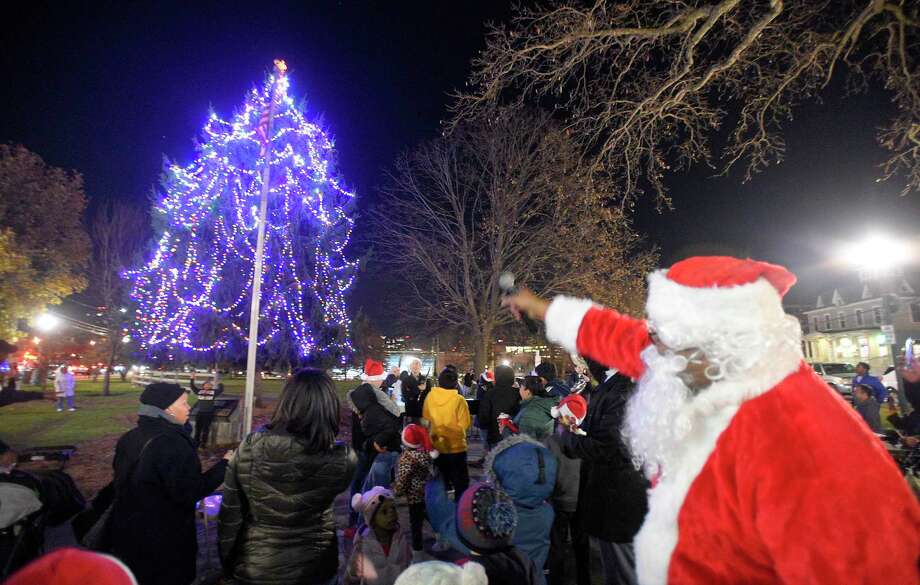 Santa Claus lights up Christmas tree in Stamford StamfordAdvocate