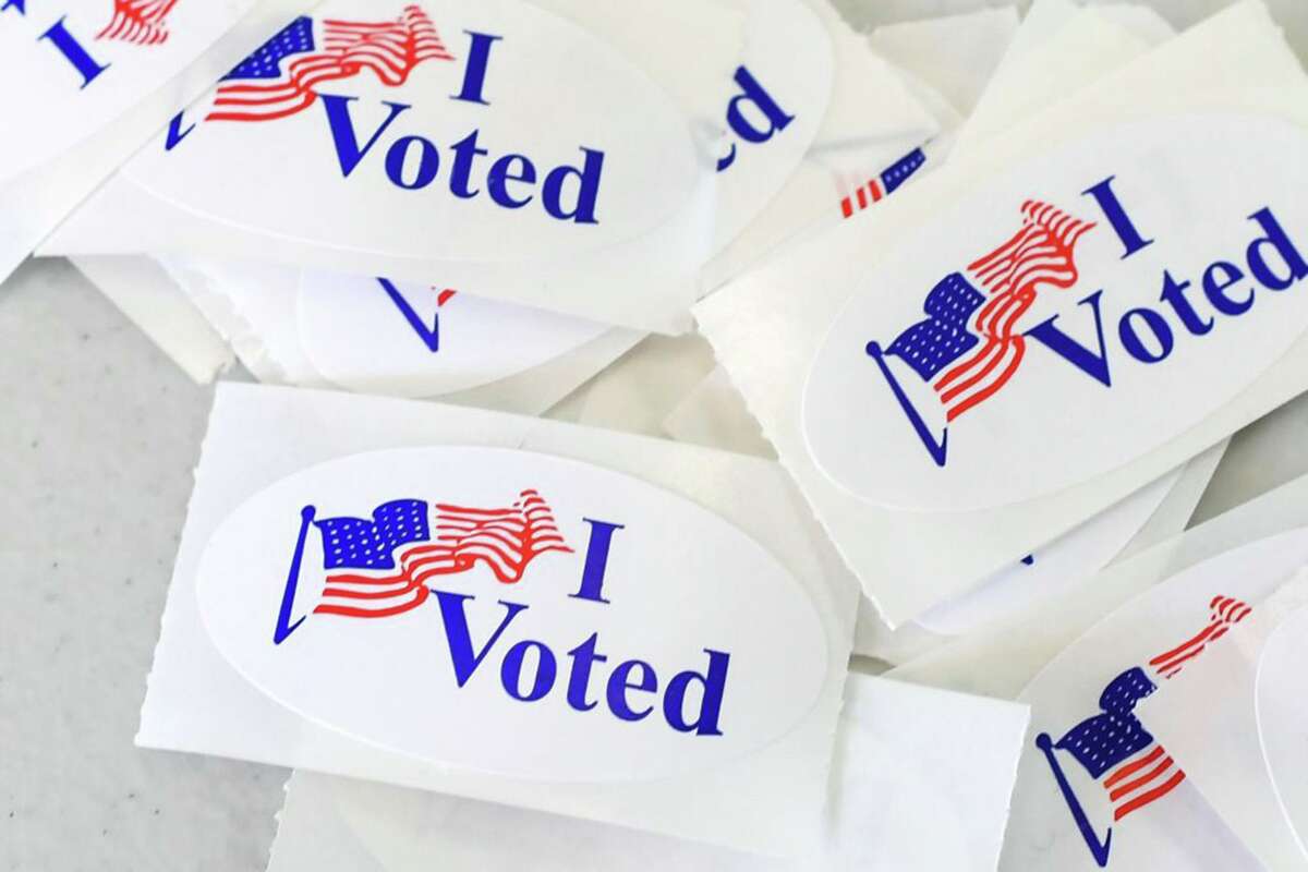 "I Voted" stickers at a polling station on the campus of the University of California, Irvine, on November 6, 2018, in Irvine, Calif. (Robyn Beck/AFP/Getty Images/TNS)